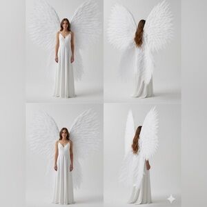 Elegant White Angel Costume with Wings